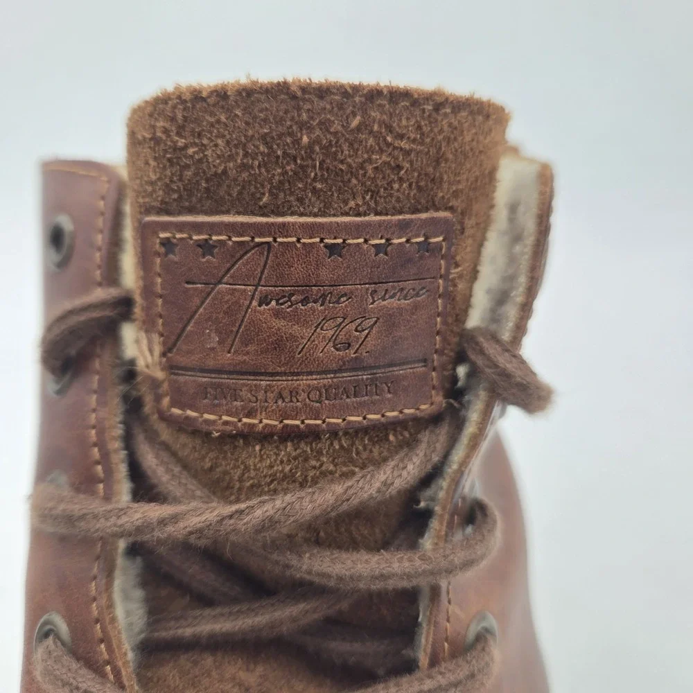 Bull Boxer Gelos Boots Mens Sz 12 Brown Leather Sherpa lining Chukka Military